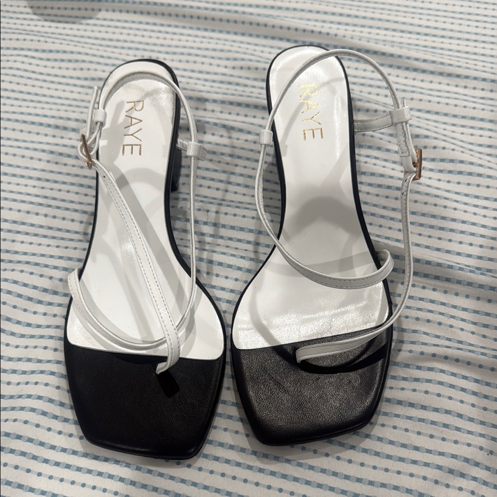 RAYE Black and White Heels Elegant Slingback Design